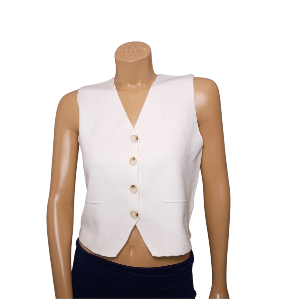Women's White Button-Up Vest Size S